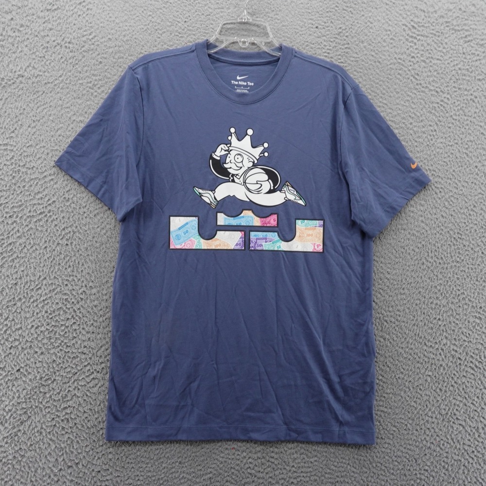 Nike Mens LeBron James Monopoly Money Graphic T Shirt Blue Medium NEW